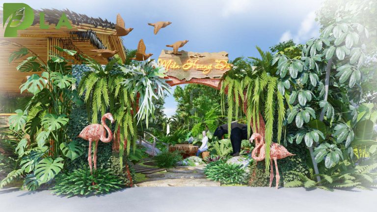 Thiết kế cổng chào phong cách nhiệt đới